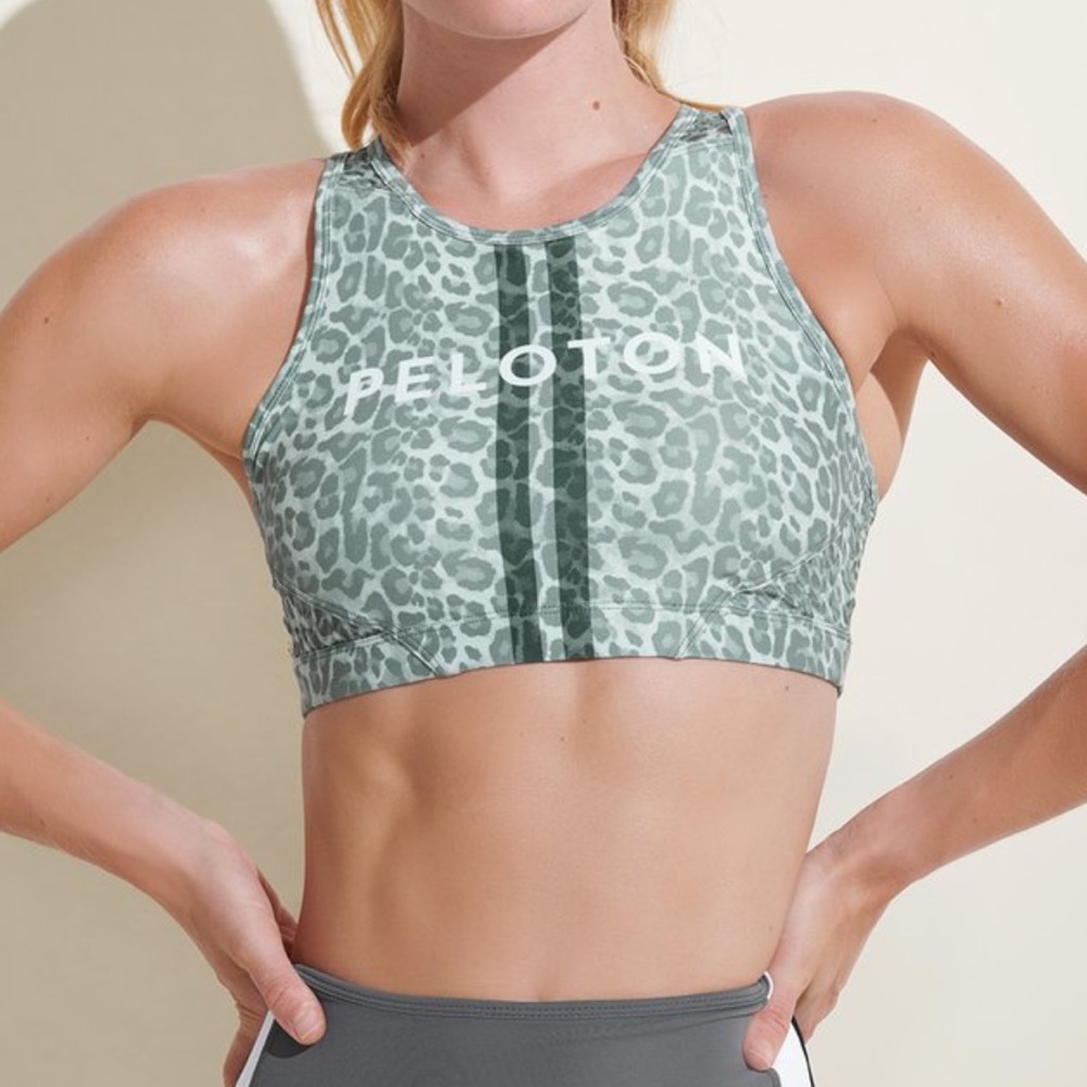 Peloton WITH high neck cheetah sports bra